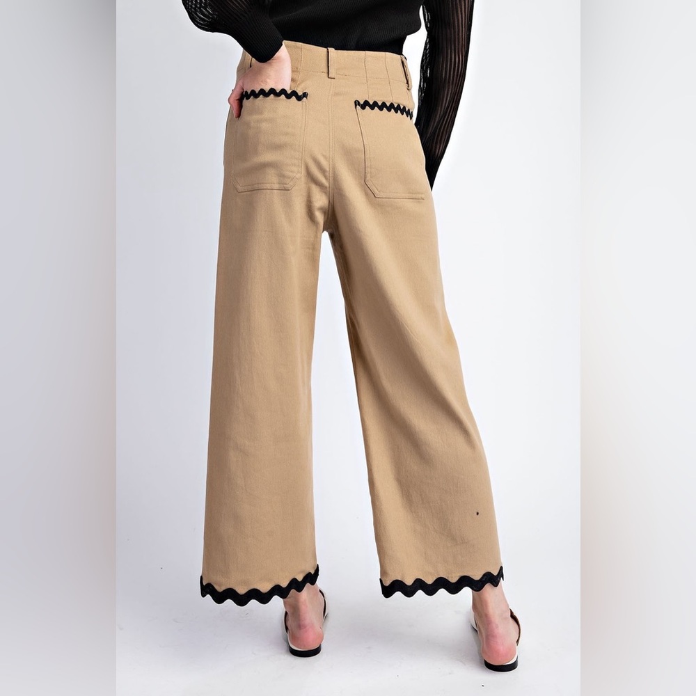 Ric Rac Trim Soft Wash Wide Leg Pants - eesome - Picture 4 of 7